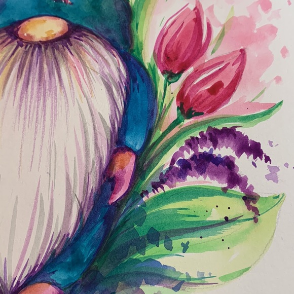 SALE!!! Springtime Gnome painting handmade.     2 - Picture 4 of 5